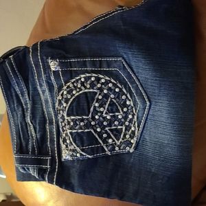Peace Sign Denim Jeans 
